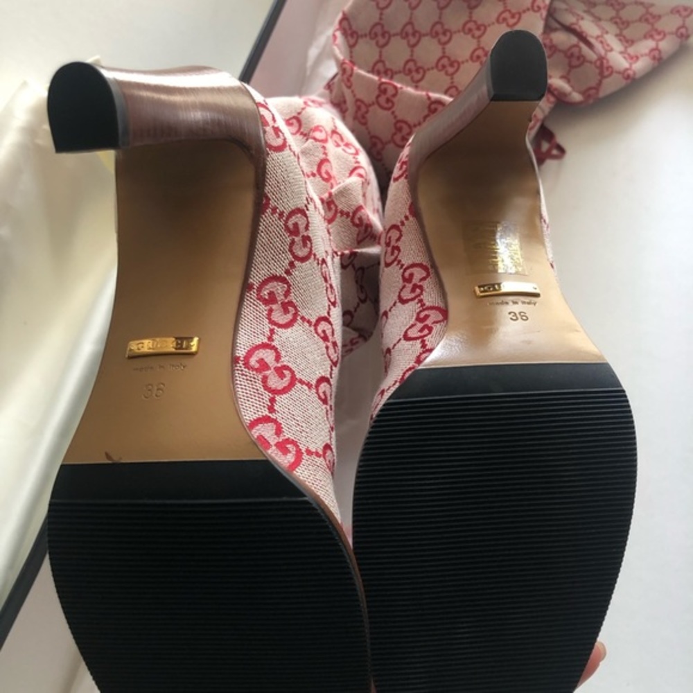 Gucci Red Patterned Heeled Boots - Picture 11 of 13